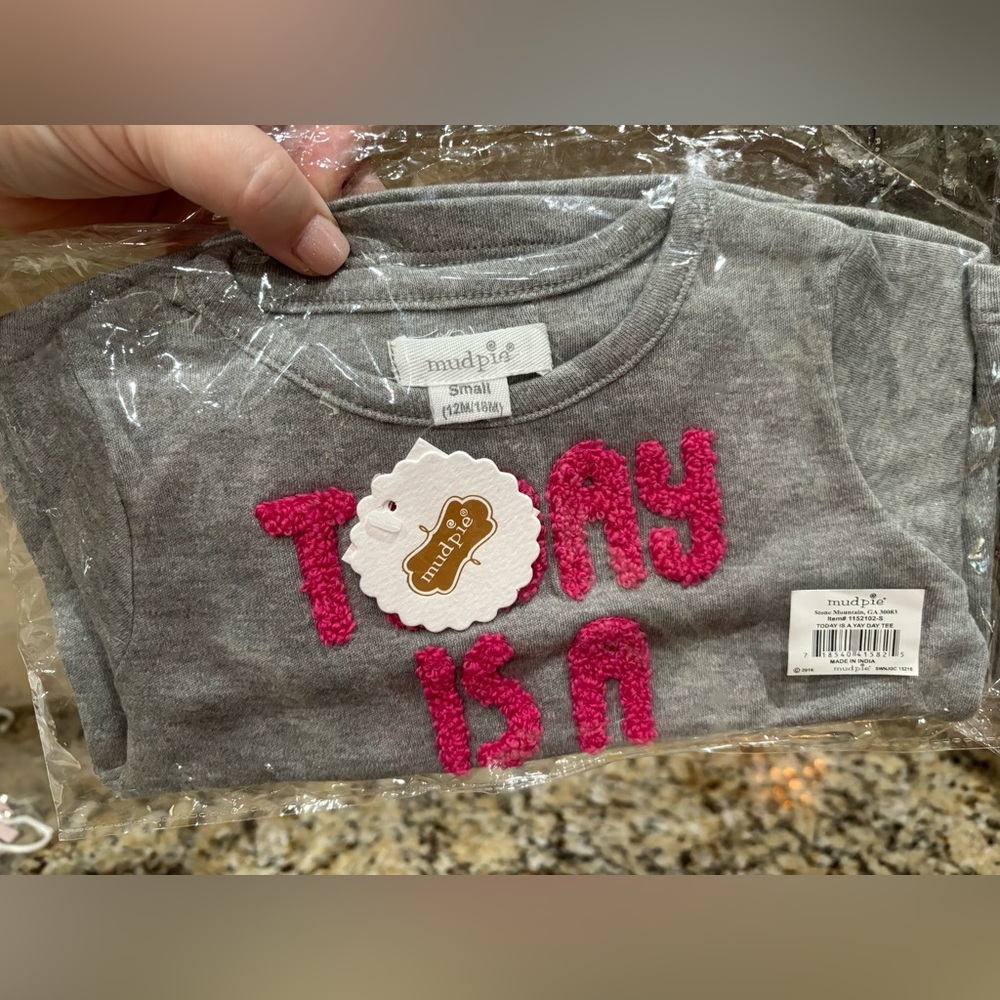 Mud Pie, Today is a Yay Day Tee, 12M/18M, NWT